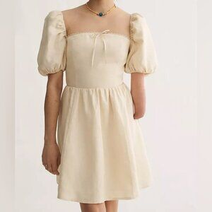 Reformation Malvina Linen Mini Dress bridge cream Size 8